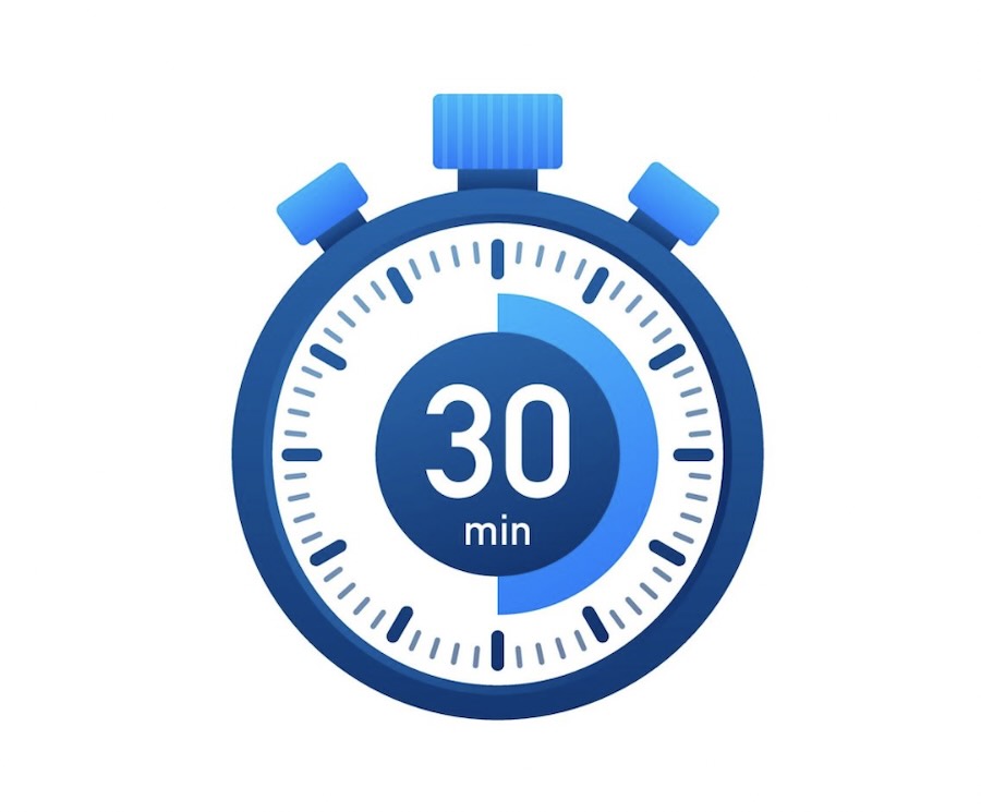 Clock reminder to stand and move every 30 minutes to reduce desk posture strain